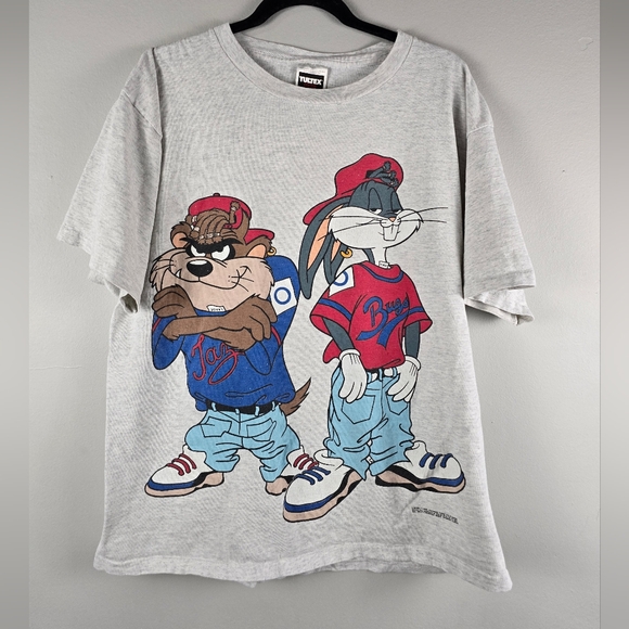 Tultex Other - Vintage 1992 Looney Tunes Bugs Bunny Taz Hip hop double sided Graphic T-Shirt